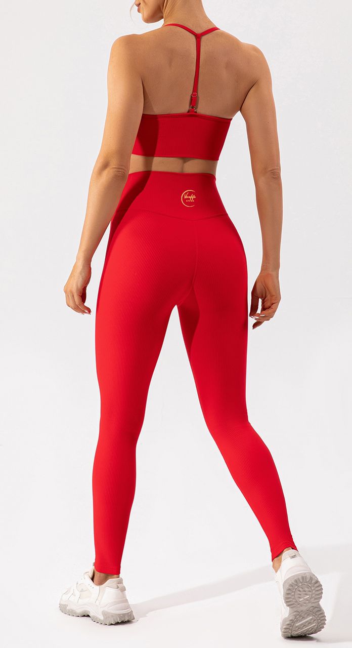 Red Ribbed Leggins